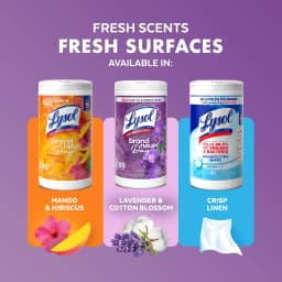 Lysol Disinfecting Wipes, All Purpose Cleaner, Multi Surface Antibacterial Cleaning Wipes, Cleaning Supplies, Lavender & Cotton Blossom Scent, 80 - Thumbnail 8
