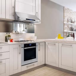Cosmo 4 Piece Kitchen Appliance Package with 30" Freestanding Gas Range 30" Under Cabinet Range Hood 24" Built-in Integrated Dishwasher & French Door - Thumbnail 5