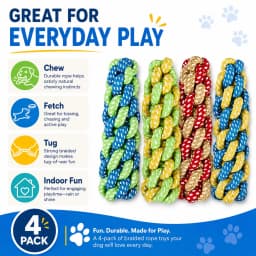 MGEZCOO Puppy Toys 4 Pack, CornBraid Rope Dog Chew Toys for Aggressive Chewers, Durable Dog Toys for Small Medium Large Dogs - Thumbnail 6