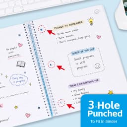 Comix 1 Subject Notebook,6-Pack College Ruled Spiral Notebook with Pocket Dividers 11"x 8.5", 70 Sheets,Assoted colors - Thumbnail 2