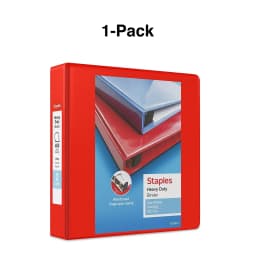 Staples Heavy-Duty 2-Inch D 3-Ring View Binder Red (26348) 56297-CC/26348 - Thumbnail 6