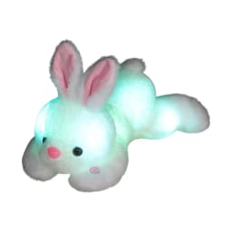 White Soft Glow Bunny Plush For Kids Sleep Aid With Led Light Comfort Size 13.78X3.15X1.57 Inches Portable 0.55 Lb Night Time Friend - Thumbnail 1