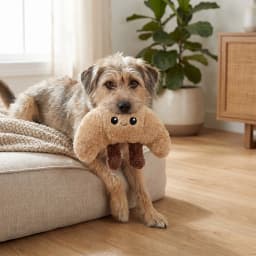 Vibrant Life Brown Croissant Plush Dog Toy with Squeaker, Chew Level 1 - Thumbnail 3