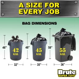 Brute Super Tuff Contractor Trash Bags, 45 Gallon, 20 Bags - Thumbnail 8