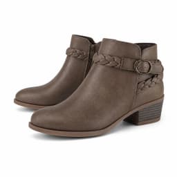Dazzher Womens Ankle Boots Low Block Heel Round Toe Short Booties Side Zip Shoes for Casual Office Wear - Thumbnail 3