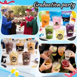 50 Pack Graduation Decorations Class of 2026, 16 Oz Black and Gold Clear Plastic Cups Disposable Party Cups for Drinks 2026 School Grad Party Favors - Thumbnail 8