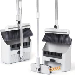 Michnild 3 in 1 Broom and Dustpan Set with Adjustable Push Broom Long Handle Floor Sweeping Outdoor Indoor Combo Home Kitchen - Thumbnail 1