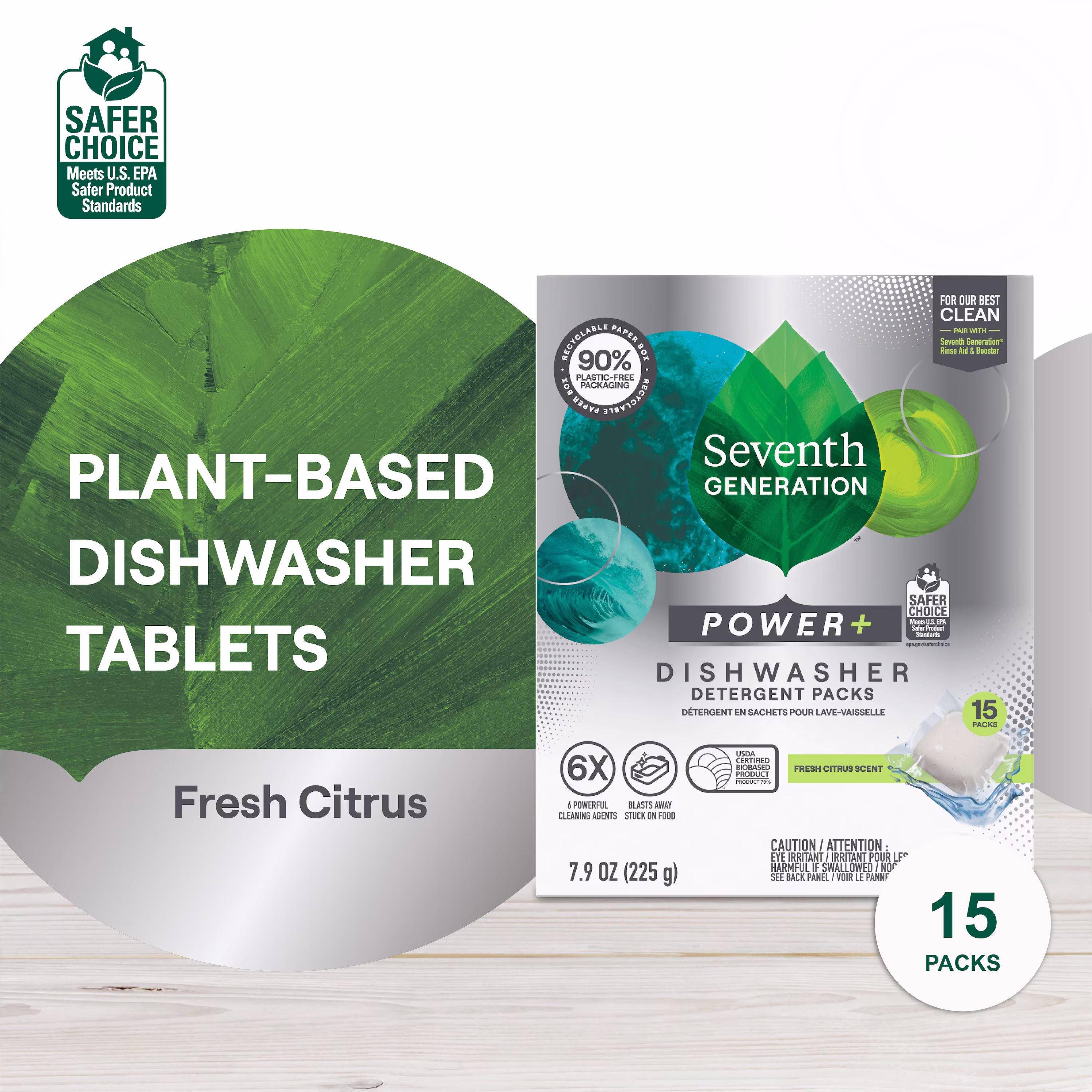 Seventh Generation Powder Dish Soap Dishwasher Detergent, Fresh Citrus, 7.9 oz, 15 Count - Thumbnail 3