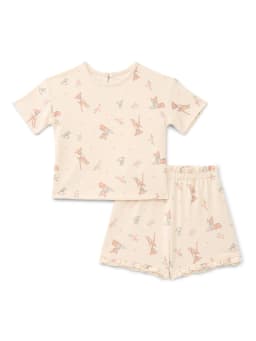 Bambi Baby Girls Faun Friends Textured Knit Top and Ruffle Shorts Set, 2-Piece, Sizes 0M-24M - Thumbnail 1