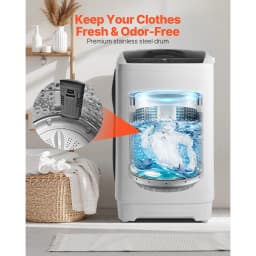 KFFKFF Portable Washing Machine, Compact Washer 1.3 cu.ft with LED Display, Stainless Steel Drum, 8 Wash Programs & 6 Adjustable Water Levels, Ideal - Thumbnail 5