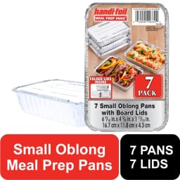 (5 pack) Handi-Foil Aluminum Meal Prep Pan with Folded Lids, 6.6" x 4.6", (7 Pack) - Thumbnail 2