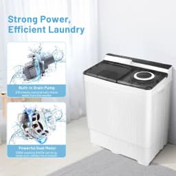 Costway 26lbs Portable Semi-automatic Washing Machine W/Built-in Drain Pump Grey - Thumbnail 5