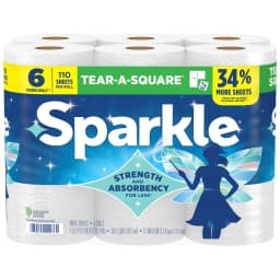 Sparkle Tear-A-Square Paper Towels, 6 Double Rolls, 110 Sheets per Roll - Thumbnail 2