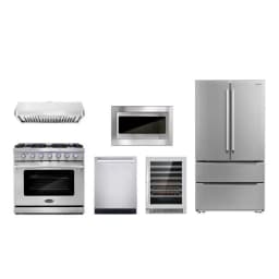 Cosmo 36" Range & Hood & Dishwasher & Wine Cooler & Fridge & Microwave Set - Thumbnail 1
