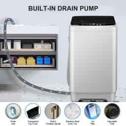 GGTB 1.9 Cu.ft Full Automatic Portable Washing Machine with LED Display, 20 lbs Capacity, 10 Wash Programs & 8 Water Levels Selections, White - Thumbnail 3