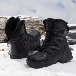 Stepedia Botas de Nieve Impermeables para Hombre, Cálidas, Aisladas, con Forro de Piel Sintética, a Media Pantorrilla, Botas de Invierno para Exteriores, Negro - Thumbnail 5