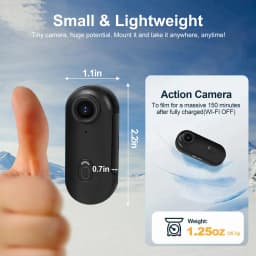 NUISK Mini Action Camera 4K, Wearable Magnetic Body Cam with 128GB SD Card, Hands-Free WiFi Camcorder for Vlogging and Outdoor Sports (Black) - Thumbnail 8