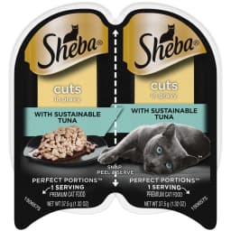 (6 pack) Sheba Perfect Portions Twin-Pack Tray Wet Cat Food Cuts in Gravy with Sustainable Tuna 2.6 oz - Thumbnail 2