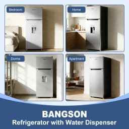Bangson 7.3 Cu.ft Refrigerator with Water Dispenser & Freezer, Compact Apartment Fridge with Adjustable Thermostat for Office, Kitchen, Home ,Silver - Thumbnail 2