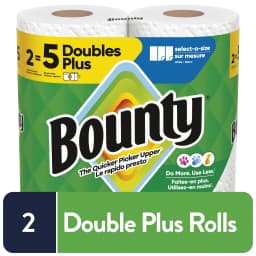 Bounty Paper Towels Select-A-Size White, 2 Double Plus Rolls, 103 Sheets Per Roll - Thumbnail 1