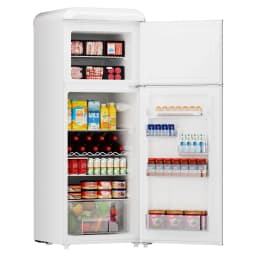 BANGSON 7.5 Cu.Ft Retro Fridge with Top Freezer for Vintage-Style Kitchen, Apartment & Office， 5 Adjustable Temperature, White - Thumbnail 1