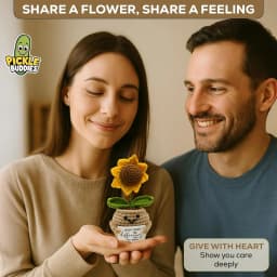 Emotional Support Crochet Flower Gift | Handmade Plush Plant with Positive Message | Unique Mini Decor for Desk, Friends, Teachers, 5 Styles - Thumbnail 7