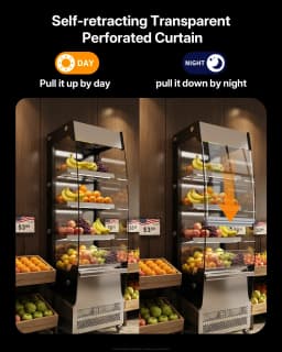 Upstreman Commercial Display Refrigerator, 7.8 Cu.Ft/ 220L Cake Display Case Fridge Open Merchandiser Beverage Cooler with LED Lighting and Wheels - Thumbnail 4