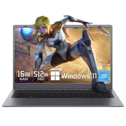 HYYUO Laptop Computer, 14inch FHD Display 16GB RAM 512GB SSD, Intel 6500Y 2 Cores, Windows 11 with Office 2024 - Thumbnail 1