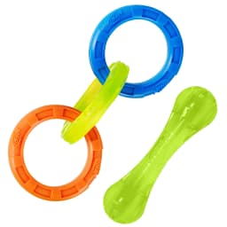 Nerf Dog Chew & Tug Toys 2 Pack, Chew Stick and 3-Ring Tug Toy - Thumbnail 1