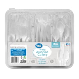 Great Value Plastic Disposable Cutlery Set, White, 240 Count - Thumbnail 2