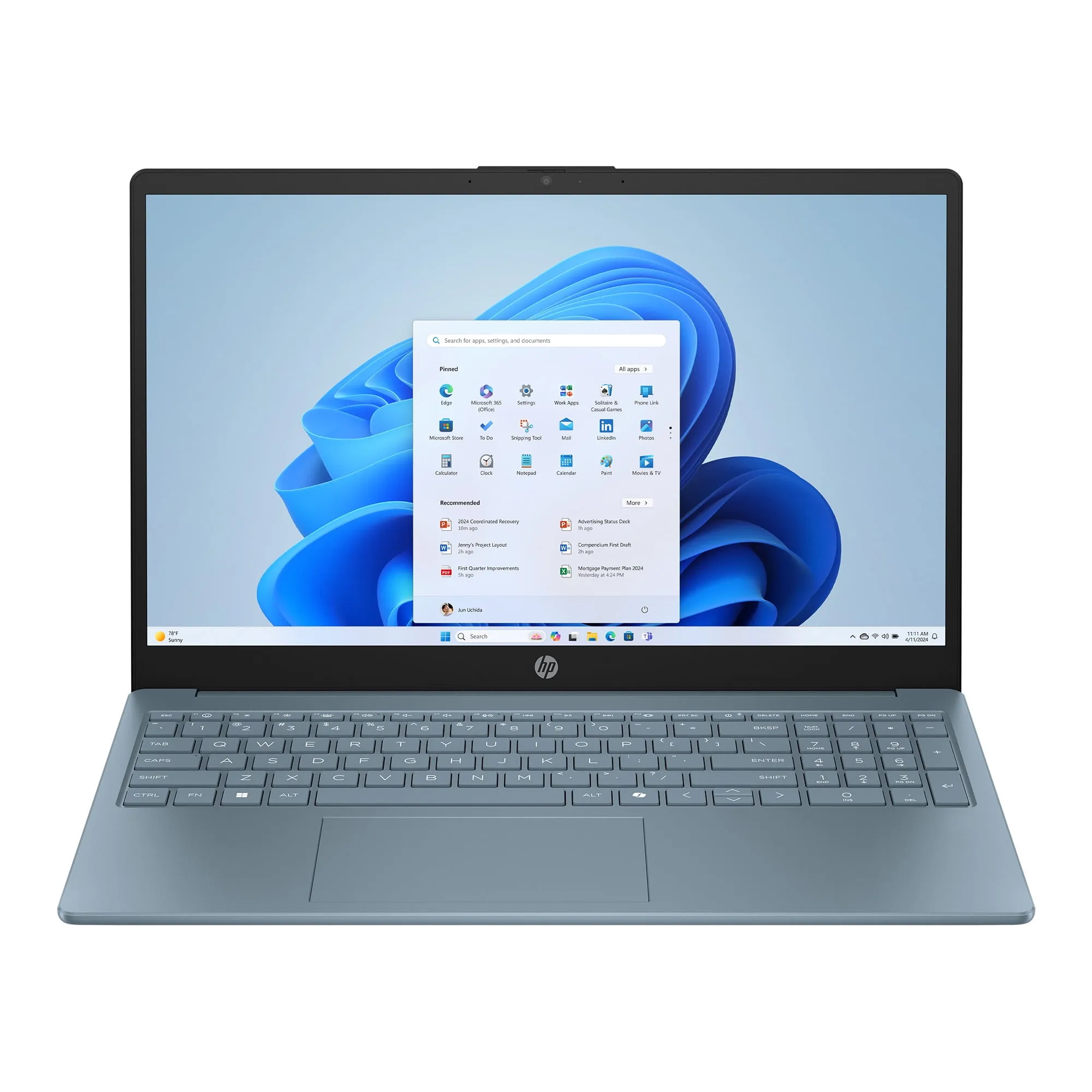 HP 15.6 inch Win 11 Laptop Intel Processor N200 4GB RAM 128GB UFS Moonlight Blue (12-mo. Microsoft 365 included)