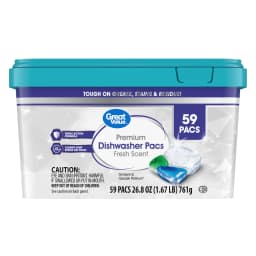 Great Value Dishwasher Pacs, Fresh Scent, 59 Count - Thumbnail 1