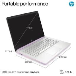 HP 14" N150 Laptop,Intel Quad-Core,8GB RAM,256GB Storage (128GB eMMC + 128GB SD) - Thumbnail 7