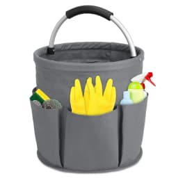 Bocaoying 17L Cleaning Organizer Caddy with Handle, Large Folding Cleaning Basket Bag, Multifunction Collapsible Waterproof Gardening Tool Storage - Thumbnail 1