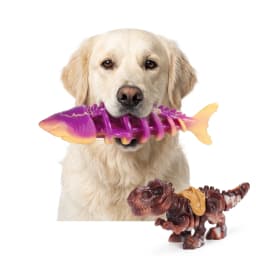 Indestructible Dog Chew Toys for Large Dogs 2 Pack, Shark and Dinosaur Tough Bone for Aggressive Chewers, Durable Bacon Flavored Teeth Cleaning Dog - Thumbnail 1