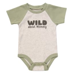 Baby Essentials 6 Months Infant Boys 3 Piece Bodysuit, Shorts, Socks Set Spring Summer Cotton Polyester Outfit in Wild About Mommy Print - Thumbnail 2