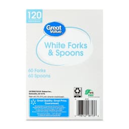 (3 pack) Great Value Everyday Disposable Plastic Forks and Spoons, White, 120 Count, 60 Forks and 60 Spoons - Thumbnail 6