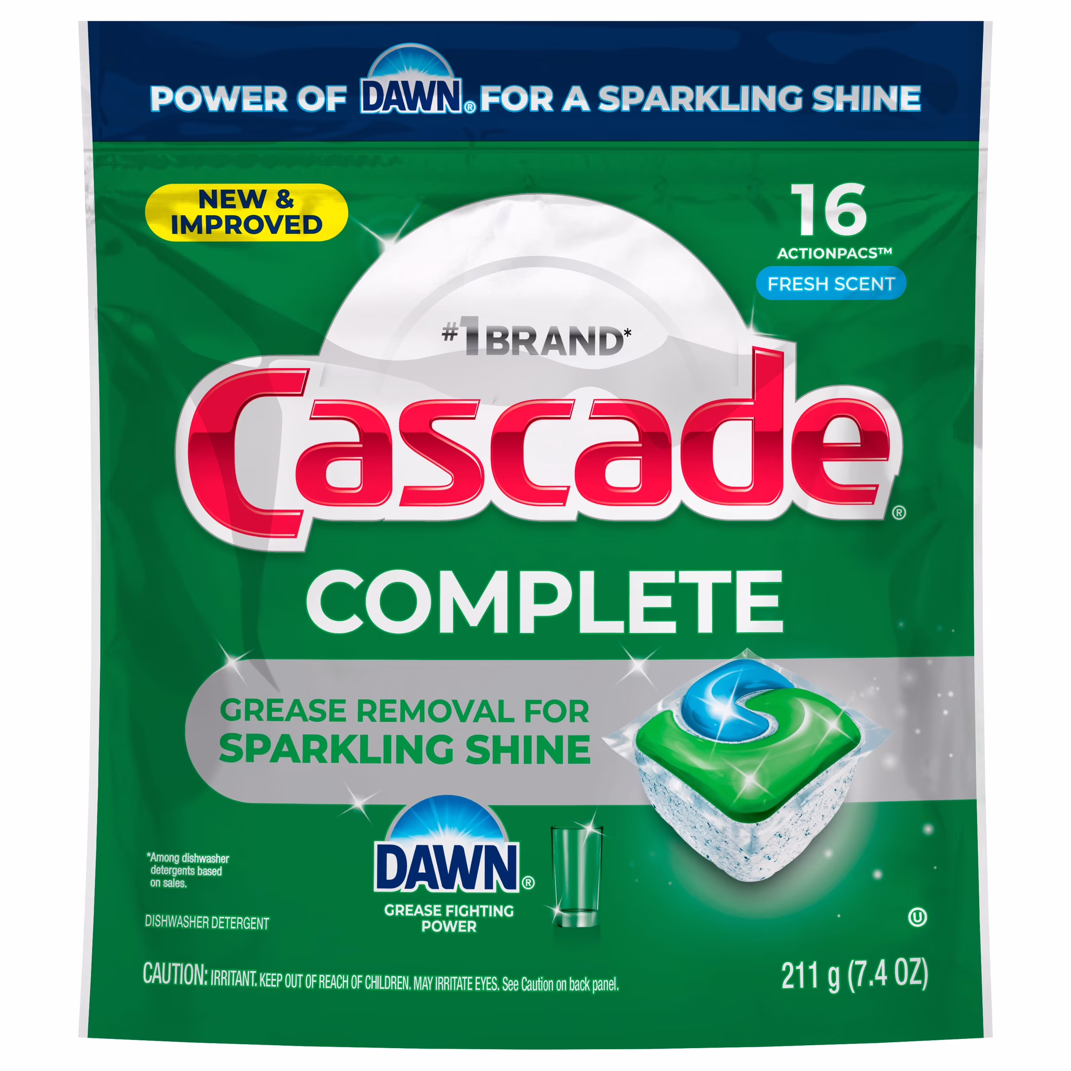 Cascade Complete Action Pacs, Dishwasher Detergent, Fresh, 16 Count - Thumbnail 9
