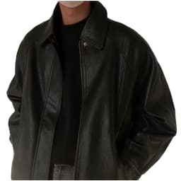 Maoxin Mens Jacket Men's Lapel Casual Loose Heavy Distressed Leather Jacket Long Sleeve Hoodless Leather Coat/Jacket Plus Size Leather Jackets for Men Black L - Thumbnail 4