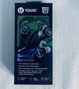 RHEA- New In Box U Youse Gaming Earbuds Noise Isolating Dual Mic Factory Sealed - Thumbnail 1
