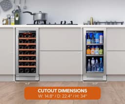 Ca'Lefort Wine and Beverage Refrigerator, 15" Wine Cooler and 15" Beverage Fridge Side-by-Side, Holds 33 Bottles and 100 Cans for Halloween Gifts - Thumbnail 2