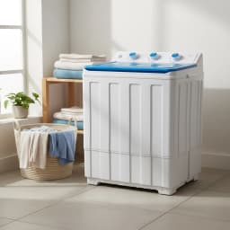 Artbros 14lbs Portable Twin Tub Washing Machine, Compact Electric Washer with Drain Pump for Apartment, Dorm, Blue - Thumbnail 3