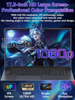 Rumtuk 17.3-inch Laptop,16GB DDR4 RAM,1T SSD,Quad-Core N150 (Beat N95 N5095) up to 3.6 GHz,FHD IPS Display,Backlit KB - Thumbnail 6