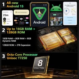 Ulefone RugKing 3 Pro Rugged Phone Unlock, 16GB 128GB, Android 15, 6.56-inch, 5700mA, Green/Black/Orange - Thumbnail 2
