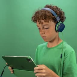 JLab JBuddies Studio On-Ear Wired Kids Headphones 2-in-1 Bundles, 3.5mm Plus USB-C Adapter, Volume Safe, Folding, Blue/Green - Thumbnail 9