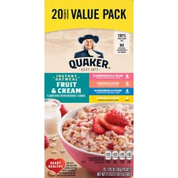 Quaker Instant Oatmeal, Fruit & Cream Variety Pack, 20 Packets - Thumbnail 1