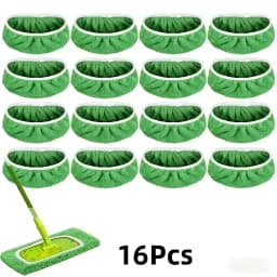 16-Pack Reusable Microfiber Mop Pads, Compatible with Sweeper Mops — Dry Sweeping & Wet Mopping Cloths, Ideal for Household Cleaning — Washable Wet - Thumbnail 1