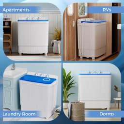 GVN Space Saving Full-Automatic Washer,Washing Machine,17.6 lbs Portable Washing Machine with Drain Pump-Blue - Thumbnail 5