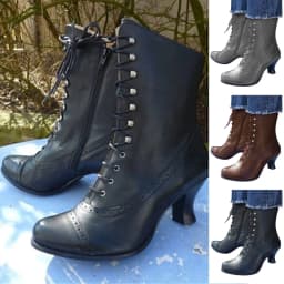 AXXD Women's Mid Calf Boots, Round Toe Mid Heel Casual Fall Winter Boots, Black, Size 42(US:9) - Thumbnail 1
