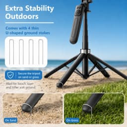Tripod for iPhone, Phone Tripod & Selfie Stick for iPhone with Remote, 71" Extendable Portable Phone Tripod Stand, 360° Rotating Cell Phone Holder - Thumbnail 10